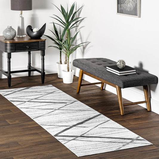 Trellis Stripes Machine Washable Area Rug