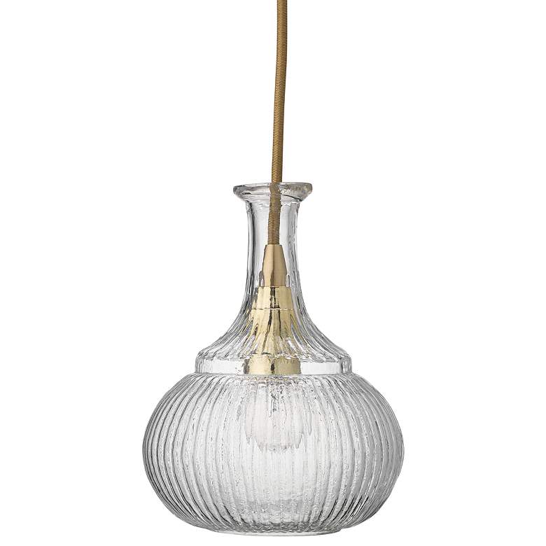 Oliva 6 1/2" Wide Clear Glass with Brass Mini Pendant