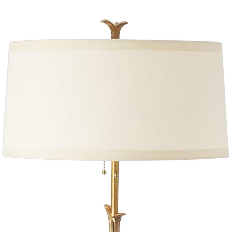 Organic Antique Brass and Black Stem Floor Lamp