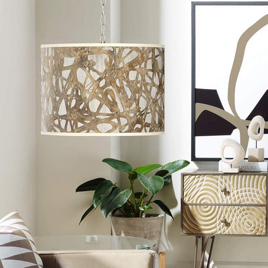 Organic Nest Giclee Brushed Silver Plug-In Swag Pendant