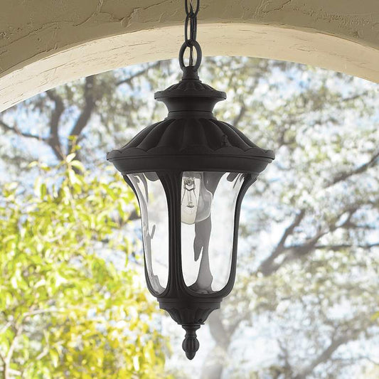 Oxford 14" High Textured Black Lantern Outdoor Hanging Light