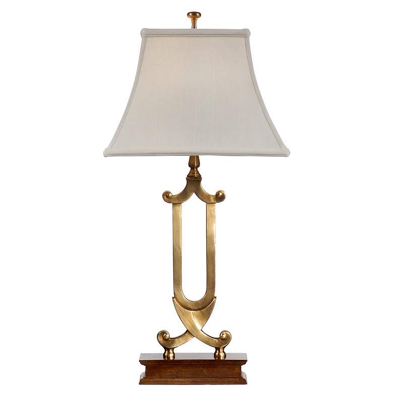 Crossed Scrolls Antique Brass Table Lamp