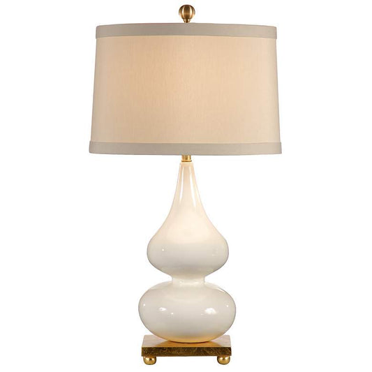 White Pinched Porcelain Vase Table Lamp