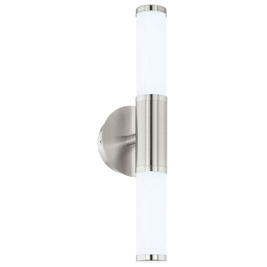 Palmera 1 - 2-Light LED Vanity Wall Light - Satin Nickel - Opal Glass