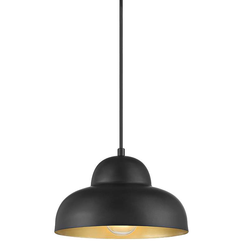 Pendry 9" Wide Matte Black and Gold Mini Pendant Light