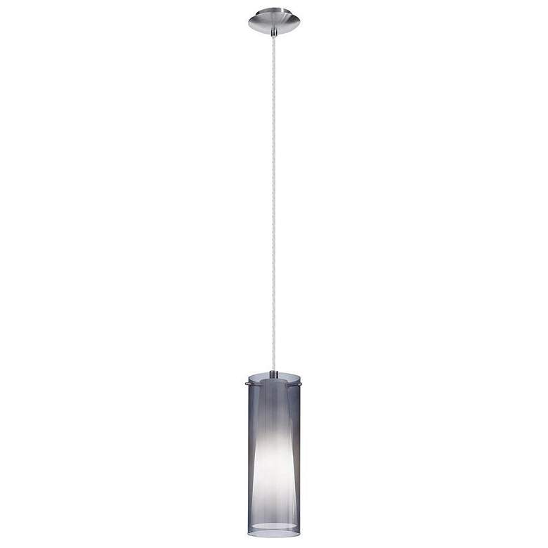 Pinto Nero - 1-Light Mini Pendant - Matte Nickel - White - Smoked Glass