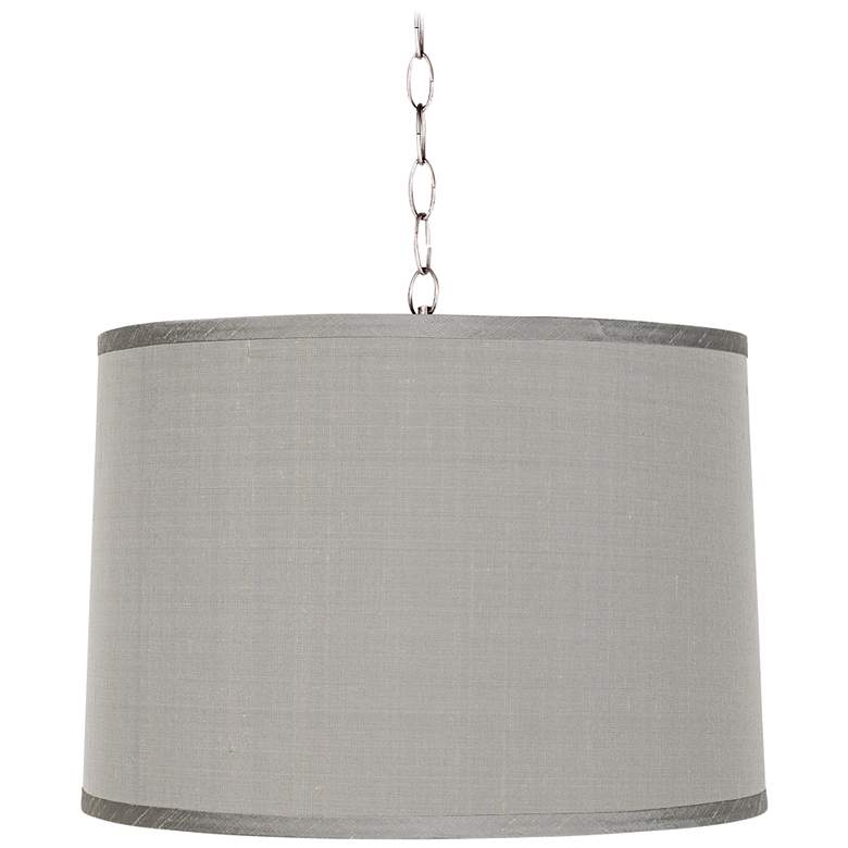 Platinum Gray 16" Wide Brushed Steel Shaded Pendant