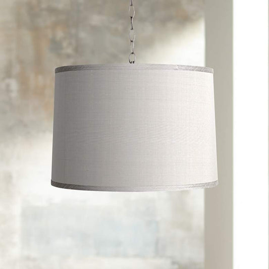 Platinum Gray 16" Wide Brushed Steel Shaded Pendant