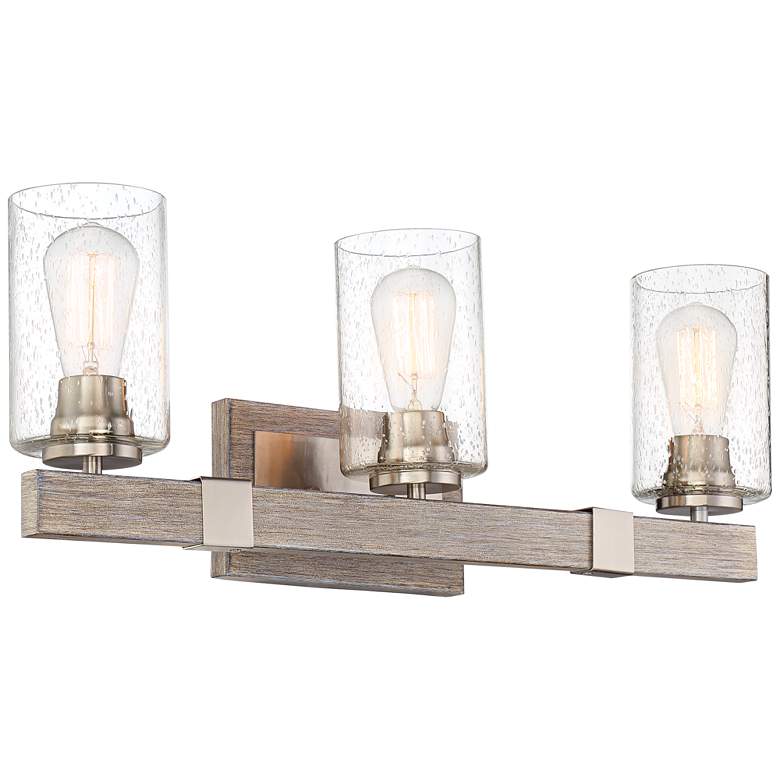 Poetry 23 1/2" Wide Wood Grain 3-Light Vanity Bath Light