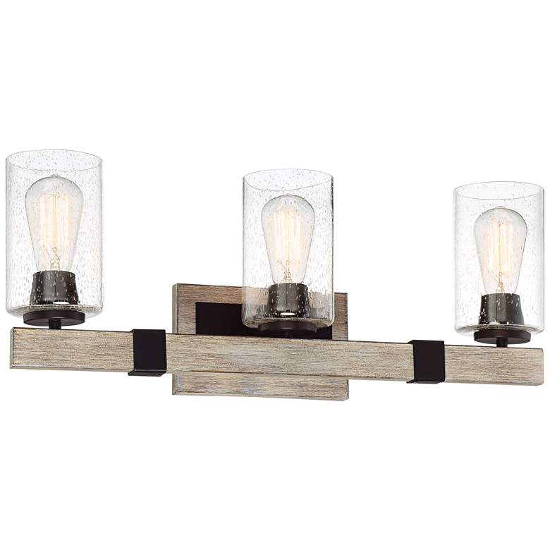 Poetry 23 1/2" Wide Wood Grain 3-Light Vanity Bath Light