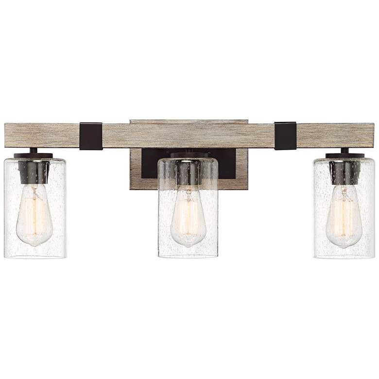 Poetry 23 1/2" Wide Wood Grain 3-Light Vanity Bath Light