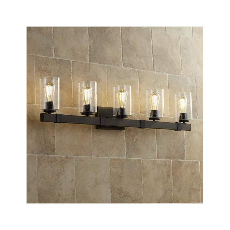 Poetry Collection 44" Wide Wood Grain 5-Light Bath Light