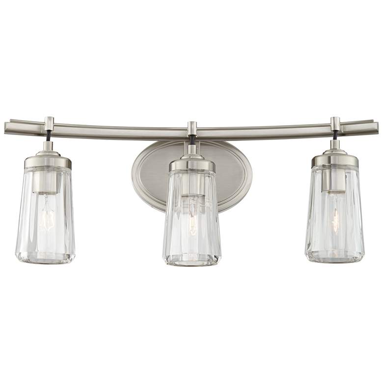 Poleis 24" Wide Brushed Nickel 3-Light Bath Vanity Light