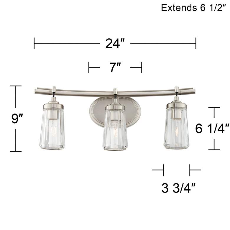 Poleis 24" Wide Brushed Nickel 3-Light Bath Vanity Light