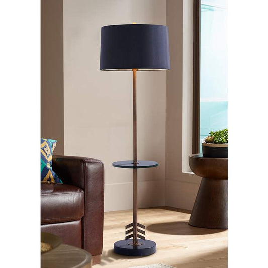 Port 68 Franco Brass and Black Floor Lamp with Tray Table
