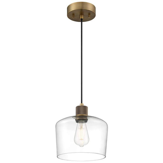 Port Nine Chardonnay E26 LED Pendant - Antique Brushed Brass - Clear Glass