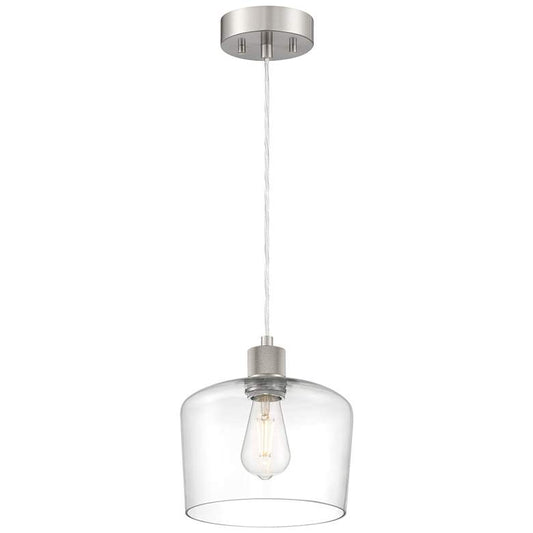 Port Nine Chardonnay E26 LED Pendant - Brushed Steel Finish - Clear Glass