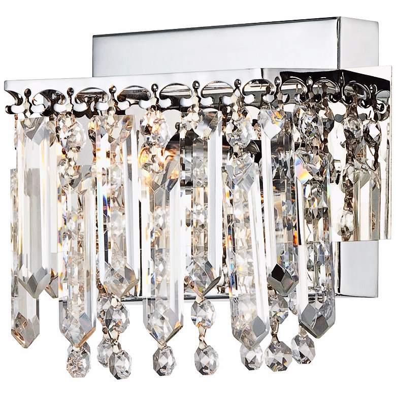 Possini Euro 7 3/4" Wide Chrome and Hanging Crystal Wall Sconce