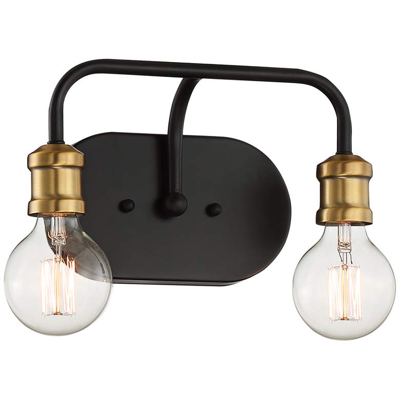 Possini Euro Aras 10 3/4"W Black and Brass Bath Light