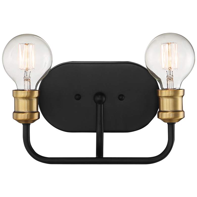 Possini Euro Aras 10 3/4"W Black and Brass Bath Light