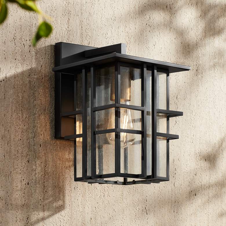 Possini Euro Arley 12" High Black Outdoor Wall Light