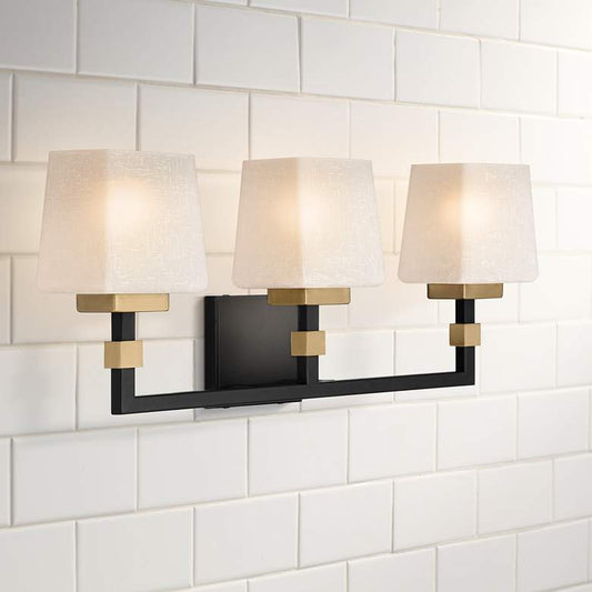 Possini Euro Beauregard 21 3/4" Wide Black and Gold 3-Light Bath Light
