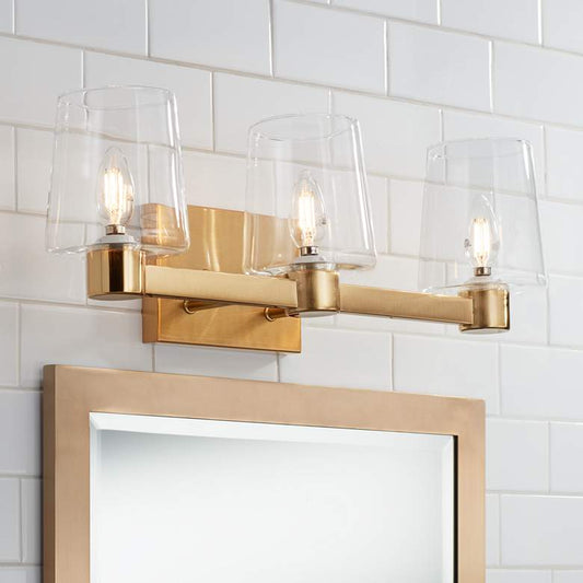 Possini Euro Costa Mesa 23" Wide Gold Clear Glass 3-Light Bath Light