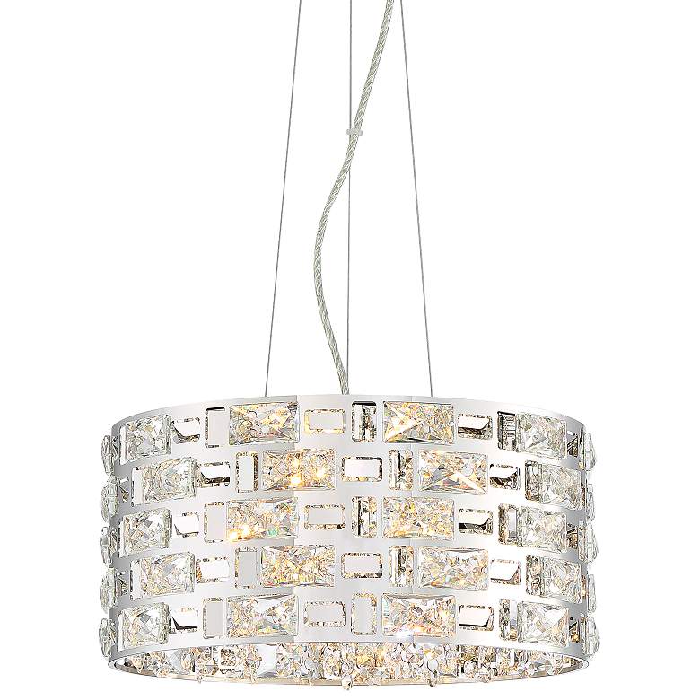 Possini Euro Crystal Rain 15 1/2" Wide Chrome LED Pendant