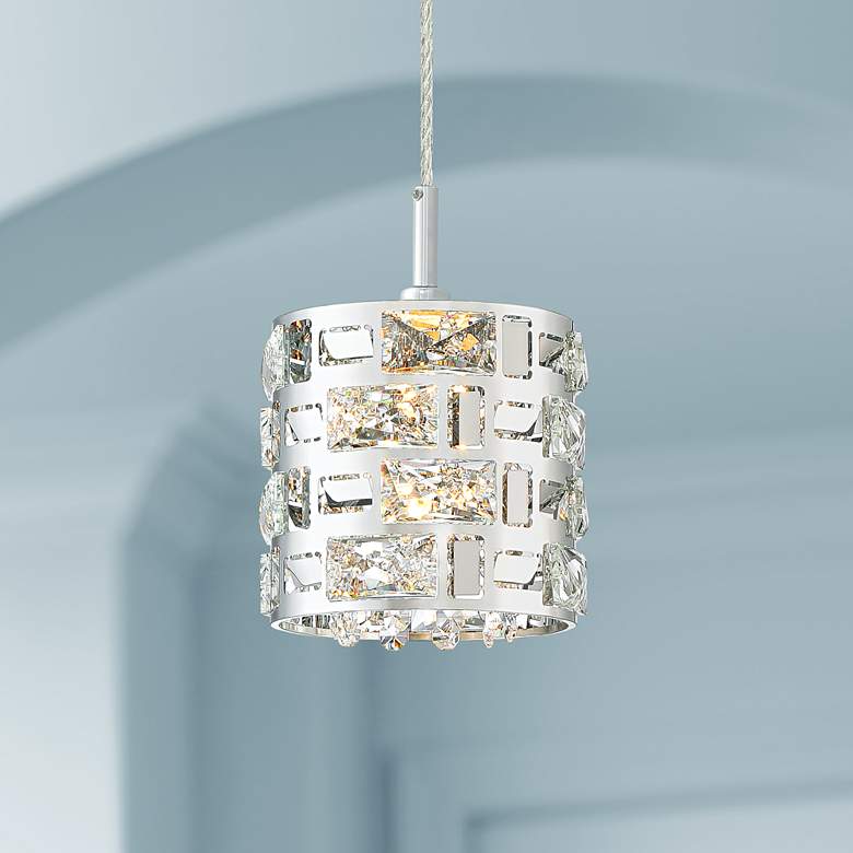 Possini Euro Crystal Rain 6" Wide Chrome Mini LED Pendant
