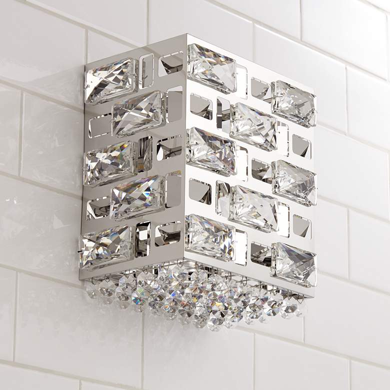 Possini Euro Crystal Rain 8" High Chrome LED Wall Sconce