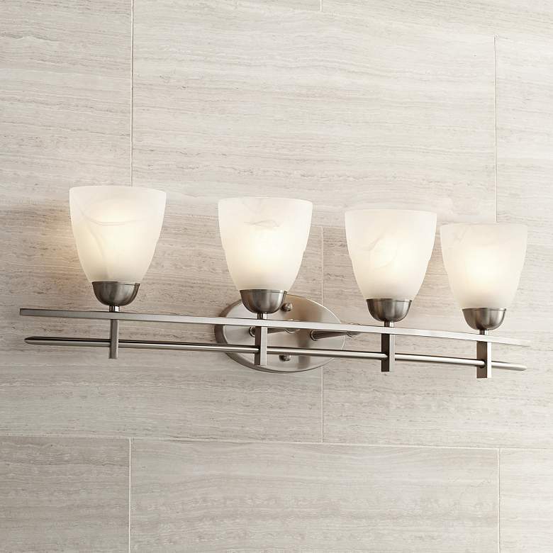 Possini Euro Deco 33" Wide Brushed Nickel 4-Light Bath Light