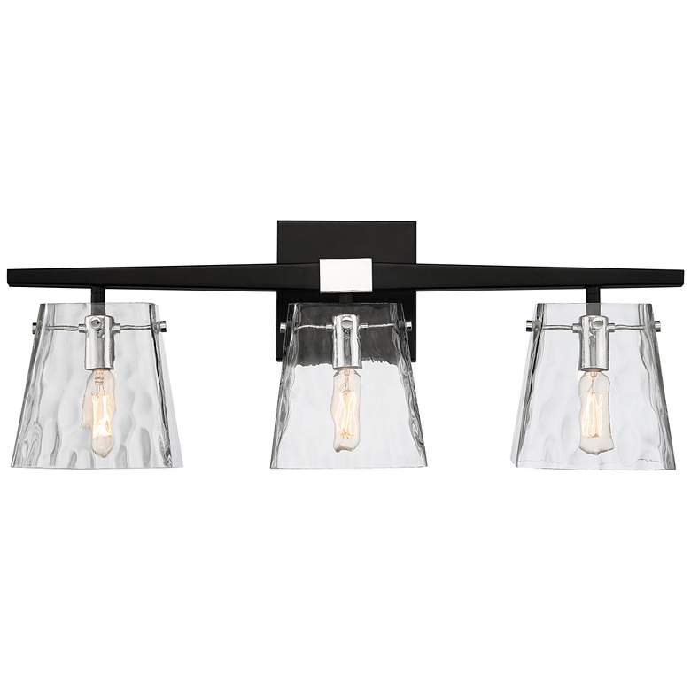 Possini Euro Ena 23" Wide Black and Glass 3-Light Bath Bar Light
