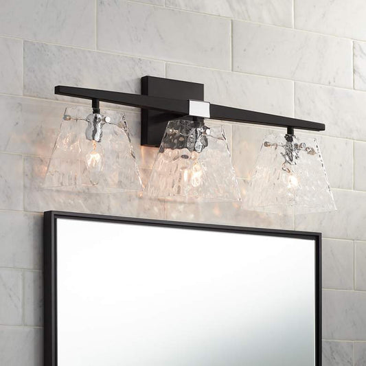 Possini Euro Ena 23" Wide Black and Glass 3-Light Bath Bar Light