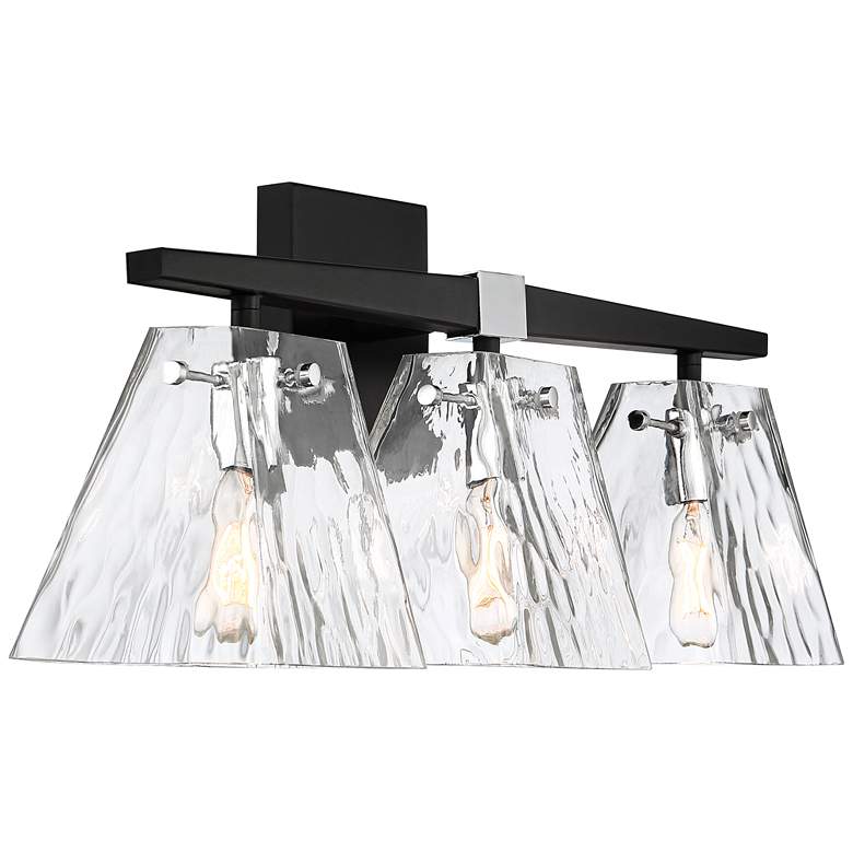 Possini Euro Ena 23" Wide Black and Glass 3-Light Bath Bar Light