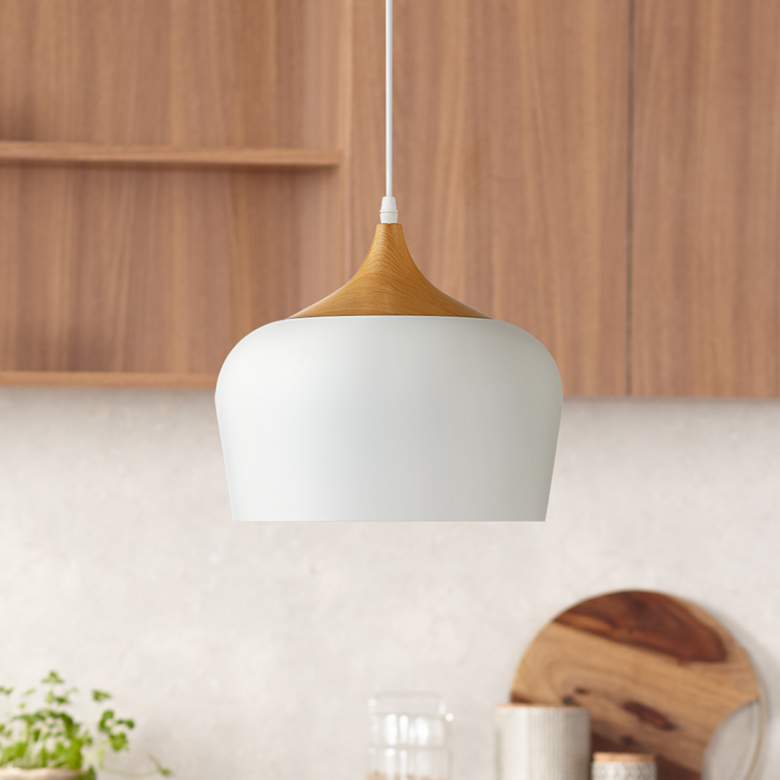 Possini Euro Felton 11 1/2"W  Faux Wood Mini Pendant