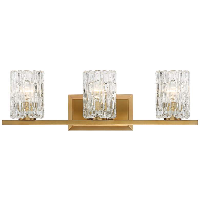 Possini Euro Icelight 25" Wide Ice Glass and Gold Bath Light