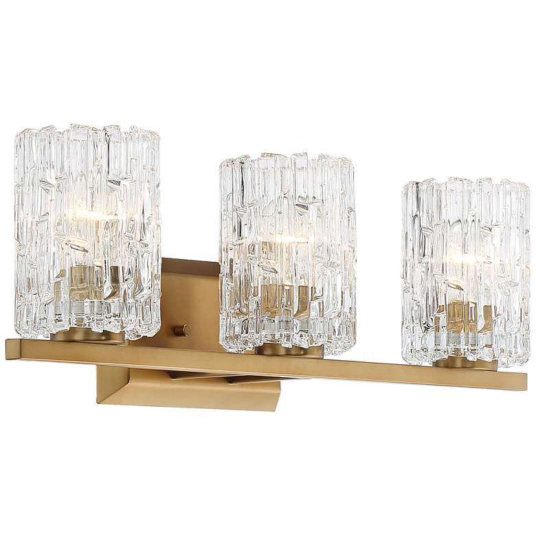 Possini Euro Icelight 25" Wide Ice Glass and Gold Bath Light