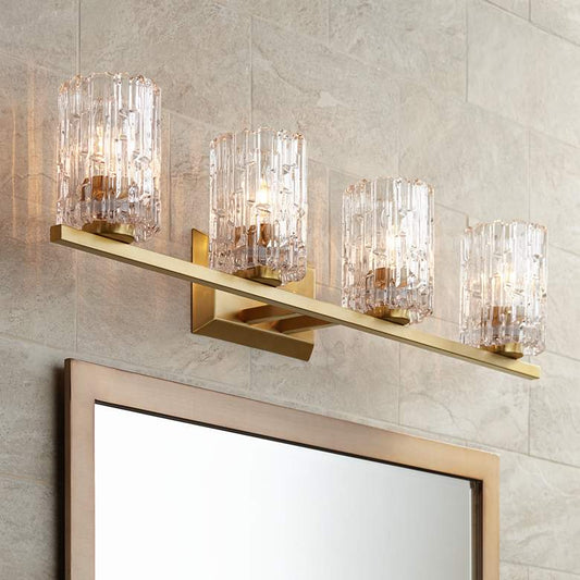 Possini Euro Icelight 36"W Ice Glass and Warm Brass Bath Light