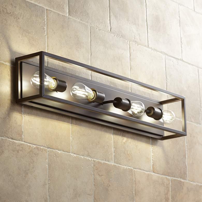 Possini Euro Leonie 34"W Bronze 4-Light Bath Light