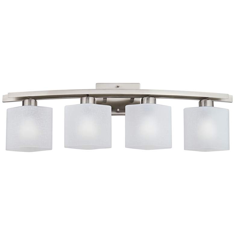 Possini Euro Linen Glass 32" Wide Brushed Bath Light