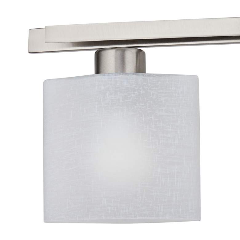 Possini Euro Linen Glass 32" Wide Brushed Bath Light