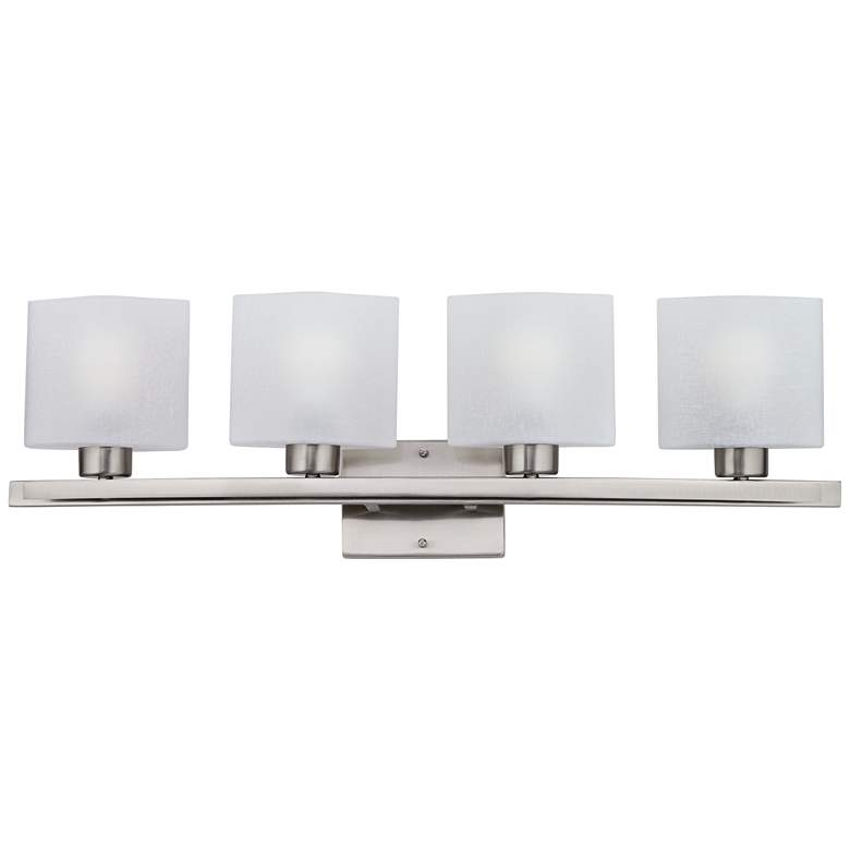 Possini Euro Linen Glass 32" Wide Brushed Bath Light