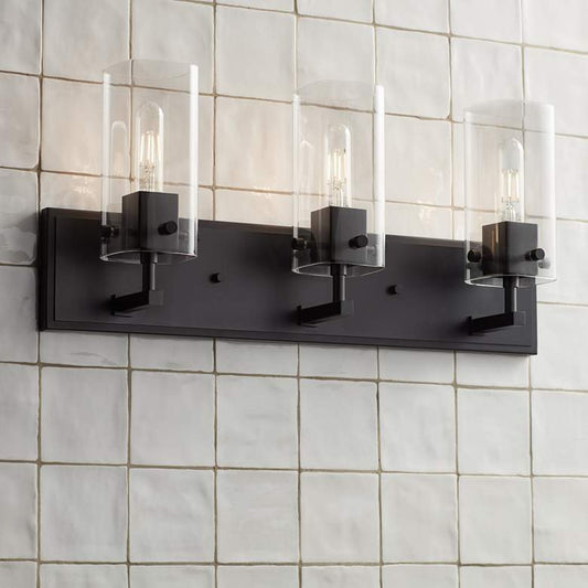 Possini Euro Metis 24 1/4" Wide Black 3-Light Bath Light