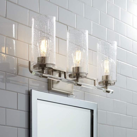 Possini Euro Portneuf 26" Wide Nickel 3-Light Bath Light