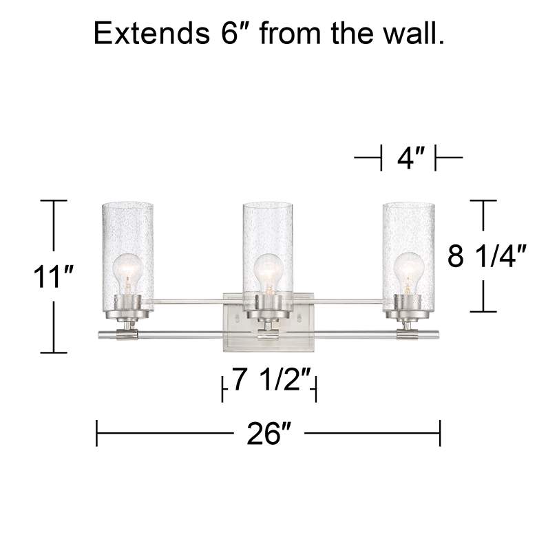 Possini Euro Portneuf 26" Wide Nickel 3-Light Bath Light