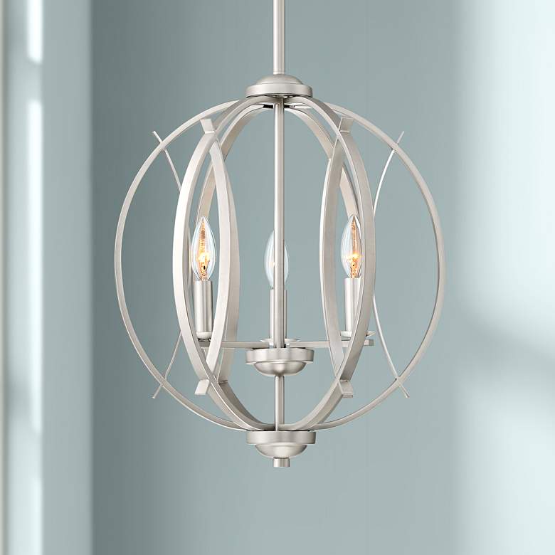 Possini Euro Spherical 16"W Brushed Nickel 3-Light Pendant