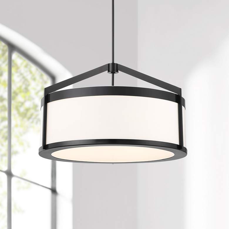 Possini Euro Vasini 26 3/4"W Gloss Black Drum Pendant Light