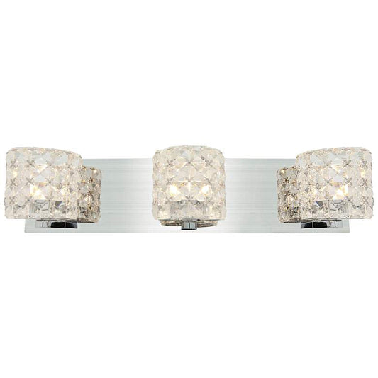 Prizm 20" Wide Chrome and Crystal 3 Light Bath Light