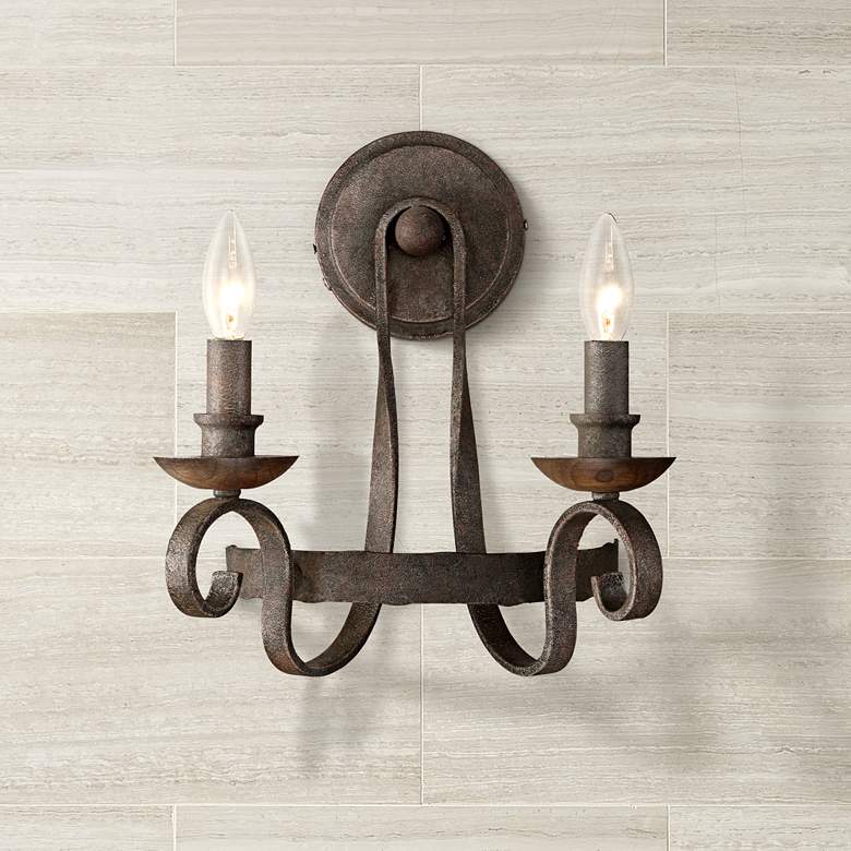 Quoizel Noble 13" High Rustic Black Wall Sconce
