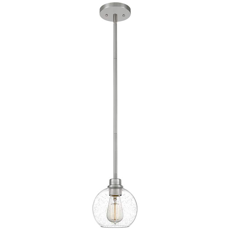 Quoizel Pruitt 6.5" Wide Brushed Nickel Seeded Glass Mini Pendant